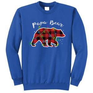 Papa Bear Buffalo Red Plaid Lights Christmas Family Top Gift Sweatshirt