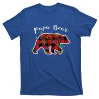 Papa Bear Buffalo Red Plaid Lights Christmas Family Top Gift T-Shirt