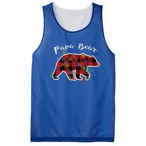 Papa Bear Buffalo Red Plaid Lights Christmas Family Top Gift Mesh Reversible Basketball Jersey Tank