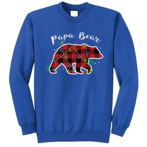 Papa Bear Buffalo Red Plaid Lights Christmas Family Top Gift Tall Sweatshirt