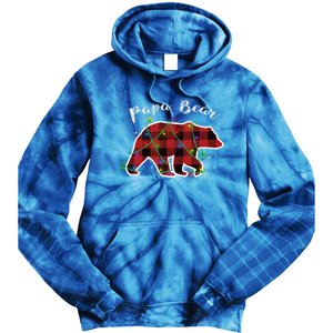 Papa Bear Buffalo Red Plaid Lights Christmas Family Top Gift Tie Dye Hoodie