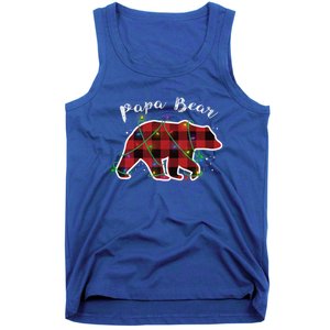 Papa Bear Buffalo Red Plaid Lights Christmas Family Top Gift Tank Top