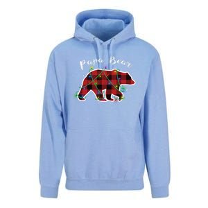 Papa Bear Buffalo Red Plaid Lights Christmas Family Top Gift Unisex Surf Hoodie