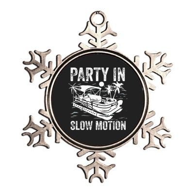 Pontoon Boat Boating Cool Funny Party In Slow Motion Metallic Star Ornament