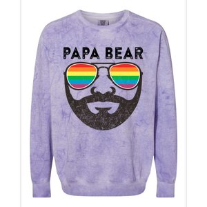 Papa Bear Bearded Gay Rainbow Sunglasses Lgbtq Pride Cute Gift Colorblast Crewneck Sweatshirt