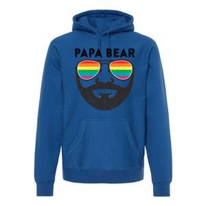 Papa Bear Bearded Gay Rainbow Sunglasses Lgbtq Pride Cute Gift Premium Hoodie