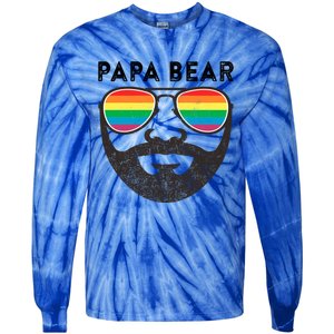 Papa Bear Bearded Gay Rainbow Sunglasses Lgbtq Pride Cute Gift Tie-Dye Long Sleeve Shirt