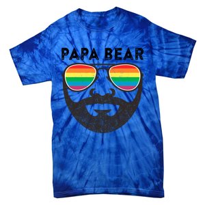 Papa Bear Bearded Gay Rainbow Sunglasses Lgbtq Pride Cute Gift Tie-Dye T-Shirt