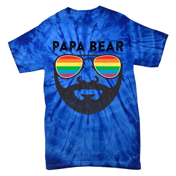 Papa Bear Bearded Gay Rainbow Sunglasses Lgbtq Pride Cute Gift Tie-Dye T-Shirt