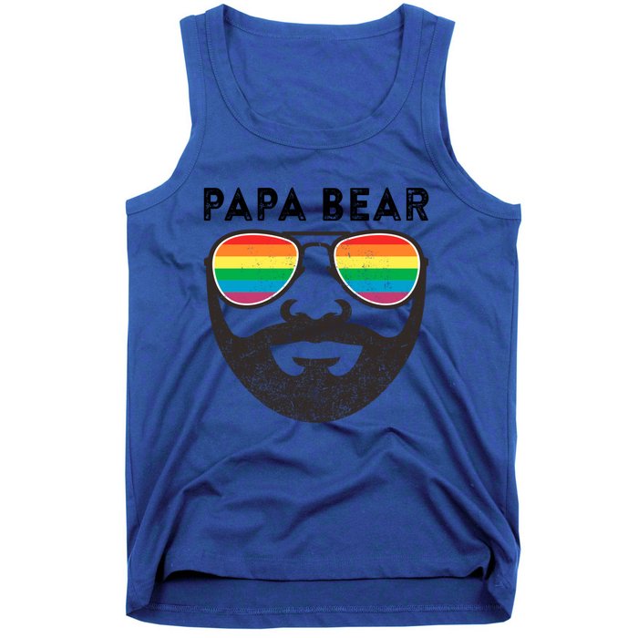 Papa Bear Bearded Gay Rainbow Sunglasses Lgbtq Pride Cute Gift Tank Top