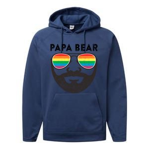 Papa Bear Bearded Gay Rainbow Sunglasses Lgbtq Pride Cute Gift Performance Fleece Hoodie