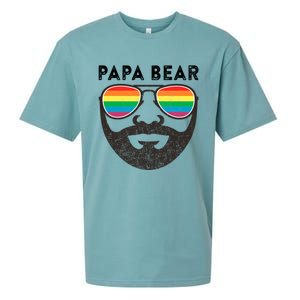 Papa Bear Bearded Gay Rainbow Sunglasses Lgbtq Pride Cute Gift Sueded Cloud Jersey T-Shirt