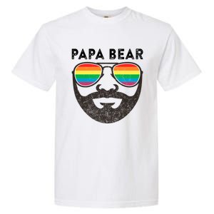 Papa Bear Bearded Gay Rainbow Sunglasses Lgbtq Pride Cute Gift Garment-Dyed Heavyweight T-Shirt