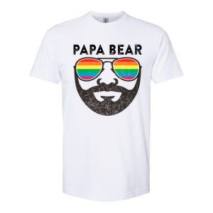 Papa Bear Bearded Gay Rainbow Sunglasses Lgbtq Pride Cute Gift Softstyle CVC T-Shirt