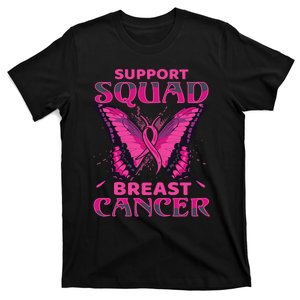 Pink Butterfly Breast Cancer Support Squad Pink Ribbon Funny Gift T-Shirt