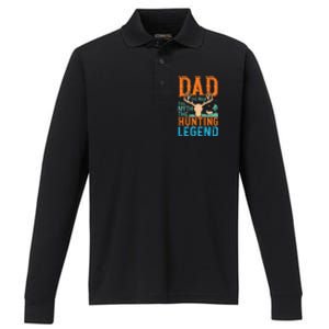 Print Black Background Performance Long Sleeve Polo