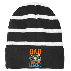 Print Black Background Striped Beanie with Solid Band