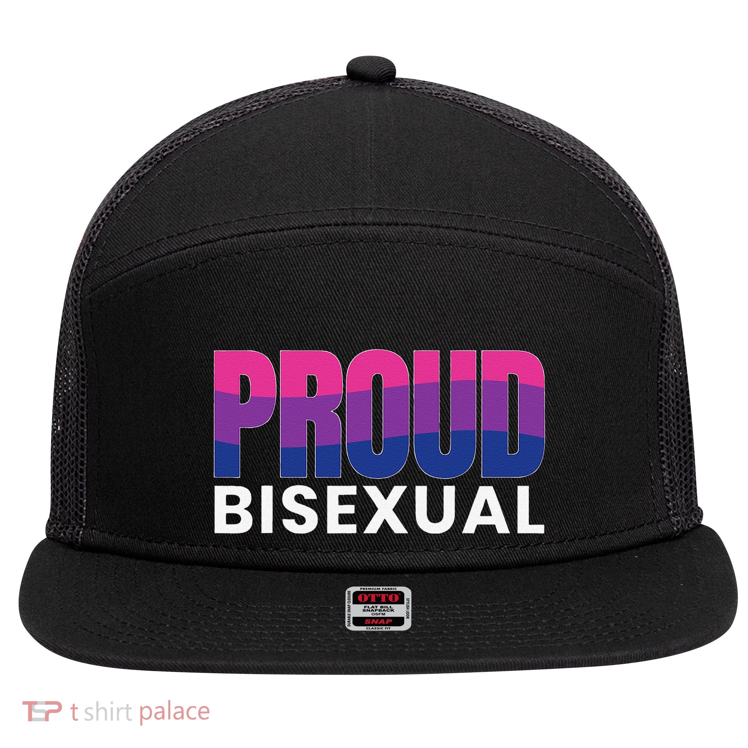 Proud Bisexual Bisexuality LGBT Bisexual Pride Flag 7 Panel Mesh Trucker Snapback Hat