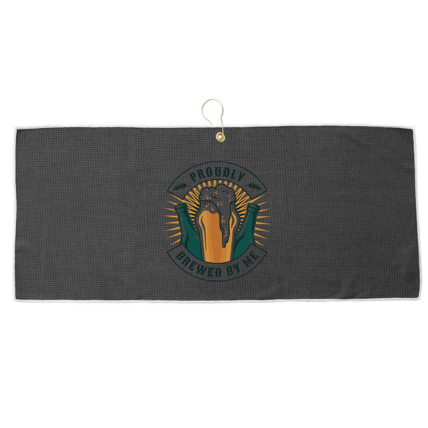 Proudly Brewed By Me Beer Large Microfiber Waffle Golf Towel