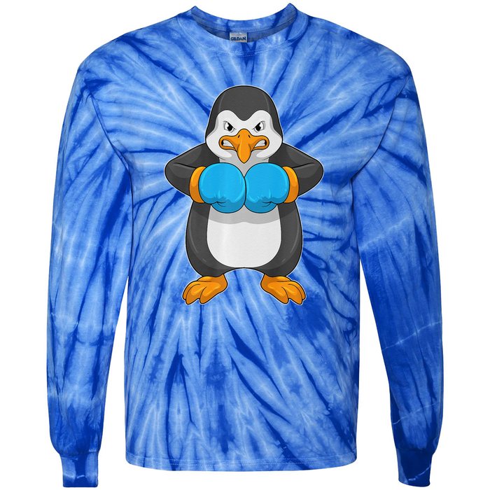 Penguin Boxer Boxing Gloves Sports Tie-Dye Long Sleeve Shirt