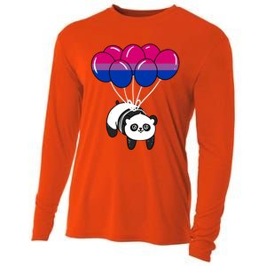 Panda Balloon Bisexual Pride Gift Cooling Performance Long Sleeve Crew