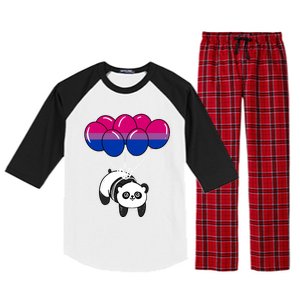 Panda Balloon Bisexual Pride Gift Raglan Sleeve Pajama Set