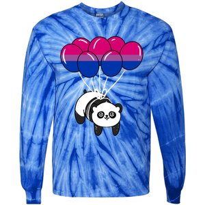 Panda Balloon Bisexual Pride Gift Tie-Dye Long Sleeve Shirt