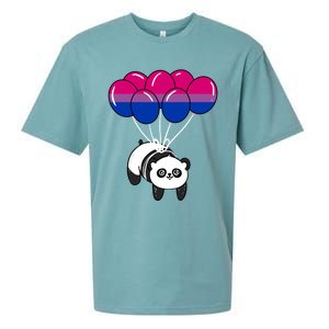 Panda Balloon Bisexual Pride Gift Sueded Cloud Jersey T-Shirt