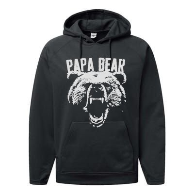 Papa Bear Best Dad Fathers Day Father Pop Vintage Gifts Performance Fleece Hoodie