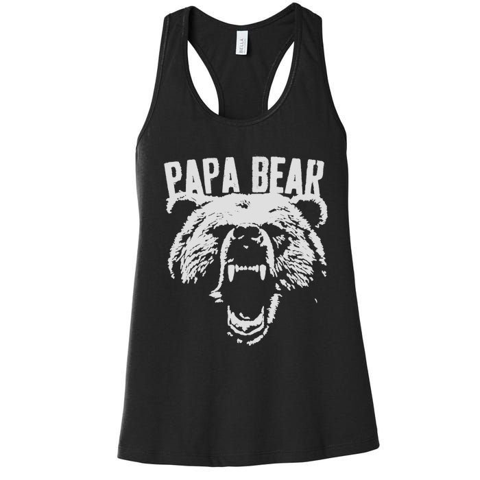 Papa Bear Best Dad Fathers Day Father Pop Vintage Gifts Women's Racerback Tank