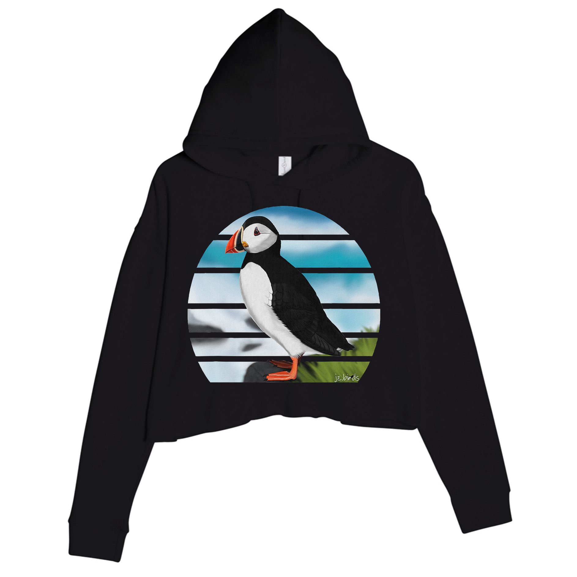 Puffin Bird Birder Ornithologist Biologist Birdwatcher Crop Fleece Hoodie