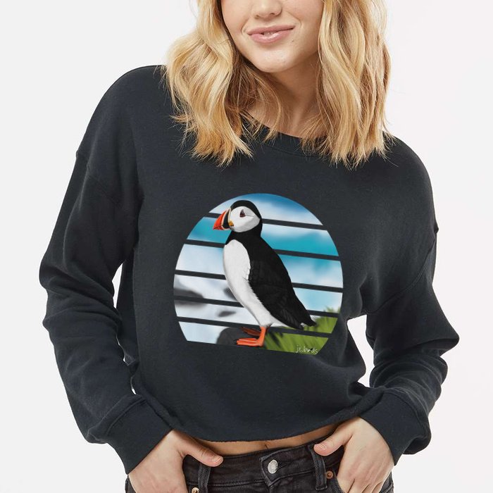 Puffin Bird Birder Ornithologist Biologist Birdwatcher Cropped Pullover Crew