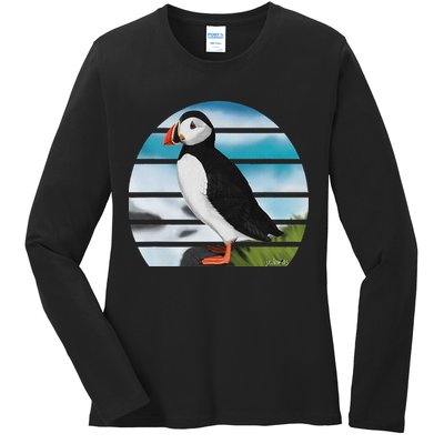 Puffin Bird Birder Ornithologist Biologist Birdwatcher Ladies Long Sleeve Shirt