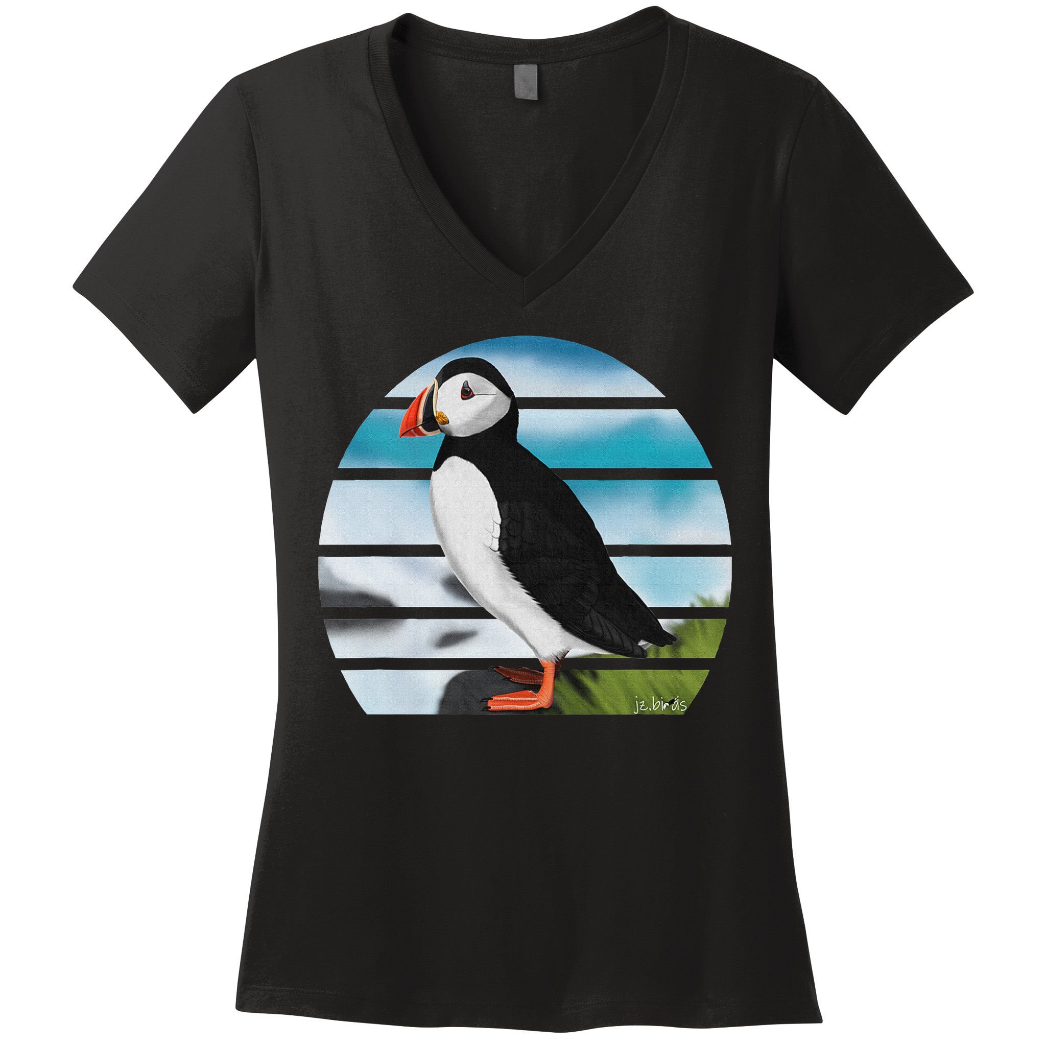 Puffin Bird Birder Ornithologist Biologist Birdwatcher Women's V-Neck T-Shirt
