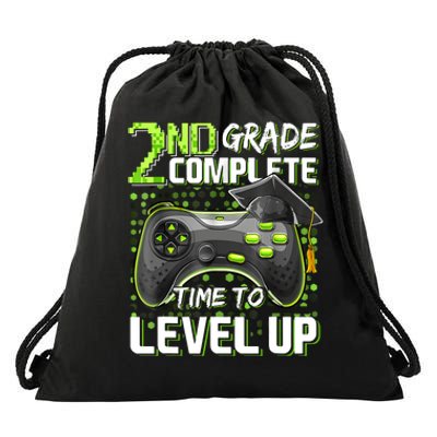 2nd Grade Complete Time To Level Up Happy Last Day Of School Drawstring Bag