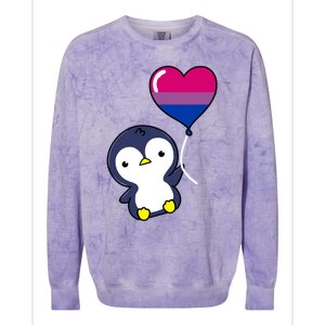 Penguin Balloon Bisexual Pride Gift Colorblast Crewneck Sweatshirt