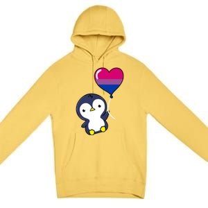 Penguin Balloon Bisexual Pride Gift Premium Pullover Hoodie