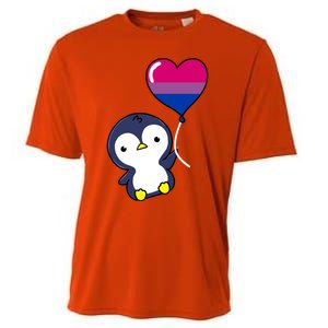 Penguin Balloon Bisexual Pride Gift Cooling Performance Crew T-Shirt