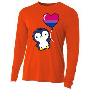 Penguin Balloon Bisexual Pride Gift Cooling Performance Long Sleeve Crew