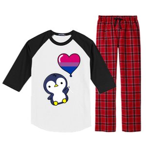 Penguin Balloon Bisexual Pride Gift Raglan Sleeve Pajama Set