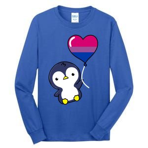 Penguin Balloon Bisexual Pride Gift Tall Long Sleeve T-Shirt