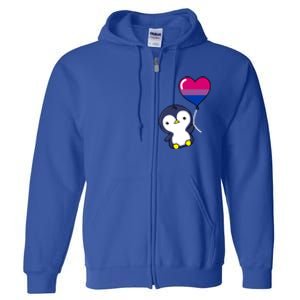 Penguin Balloon Bisexual Pride Gift Full Zip Hoodie