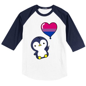 Penguin Balloon Bisexual Pride Gift Baseball Sleeve Shirt