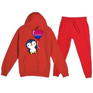 Penguin Balloon Bisexual Pride Gift Premium Hooded Sweatsuit Set