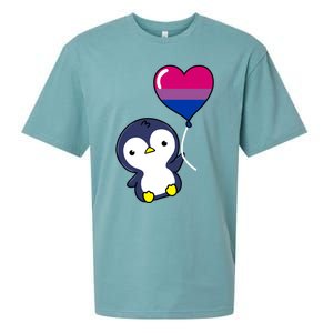 Penguin Balloon Bisexual Pride Gift Sueded Cloud Jersey T-Shirt