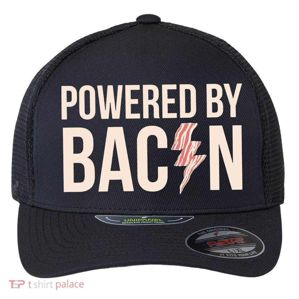 Powered By Bacon Flexfit Unipanel Trucker Cap