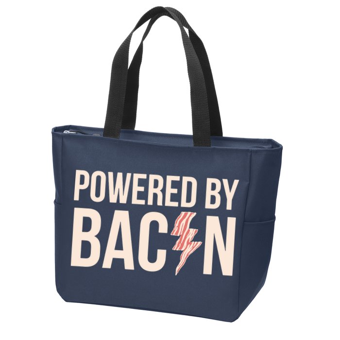 Powered By Bacon Zip Tote Bag