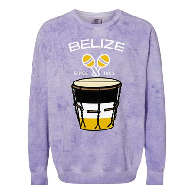 Proud Belizean Belize Since 1802 Garifuna Cultural Music Colorblast Crewneck Sweatshirt