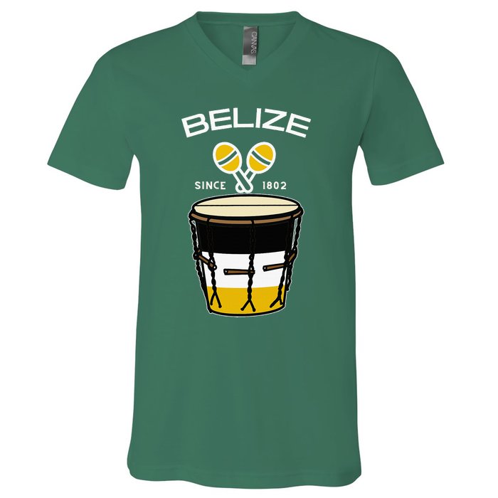 Proud Belizean Belize Since 1802 Garifuna Cultural Music V-Neck T-Shirt