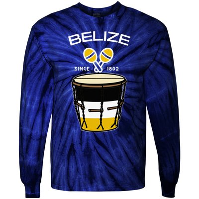 Proud Belizean Belize Since 1802 Garifuna Cultural Music Tie-Dye Long Sleeve Shirt